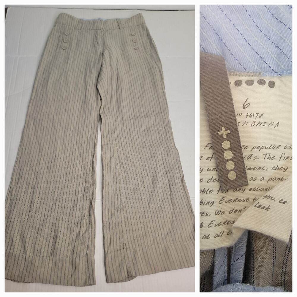 Anthropologie Wide-Leg Pinstripe Pants in Light Taupe